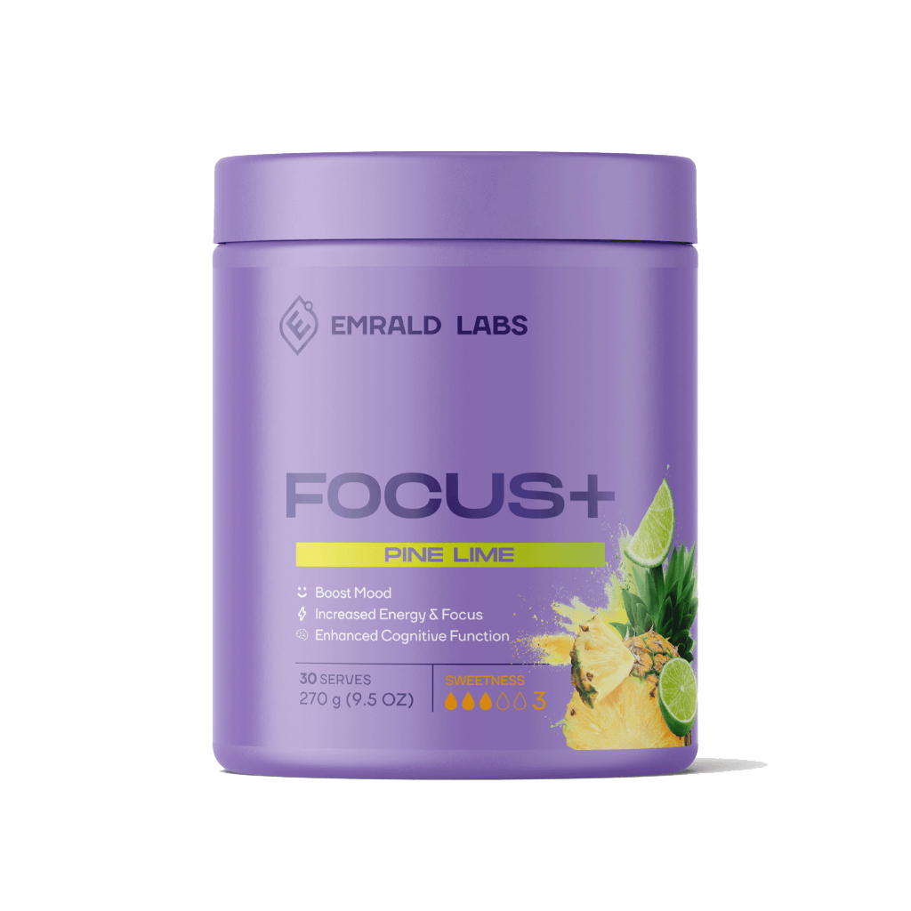 Focus+ Emrald Labs Low stim pre workout