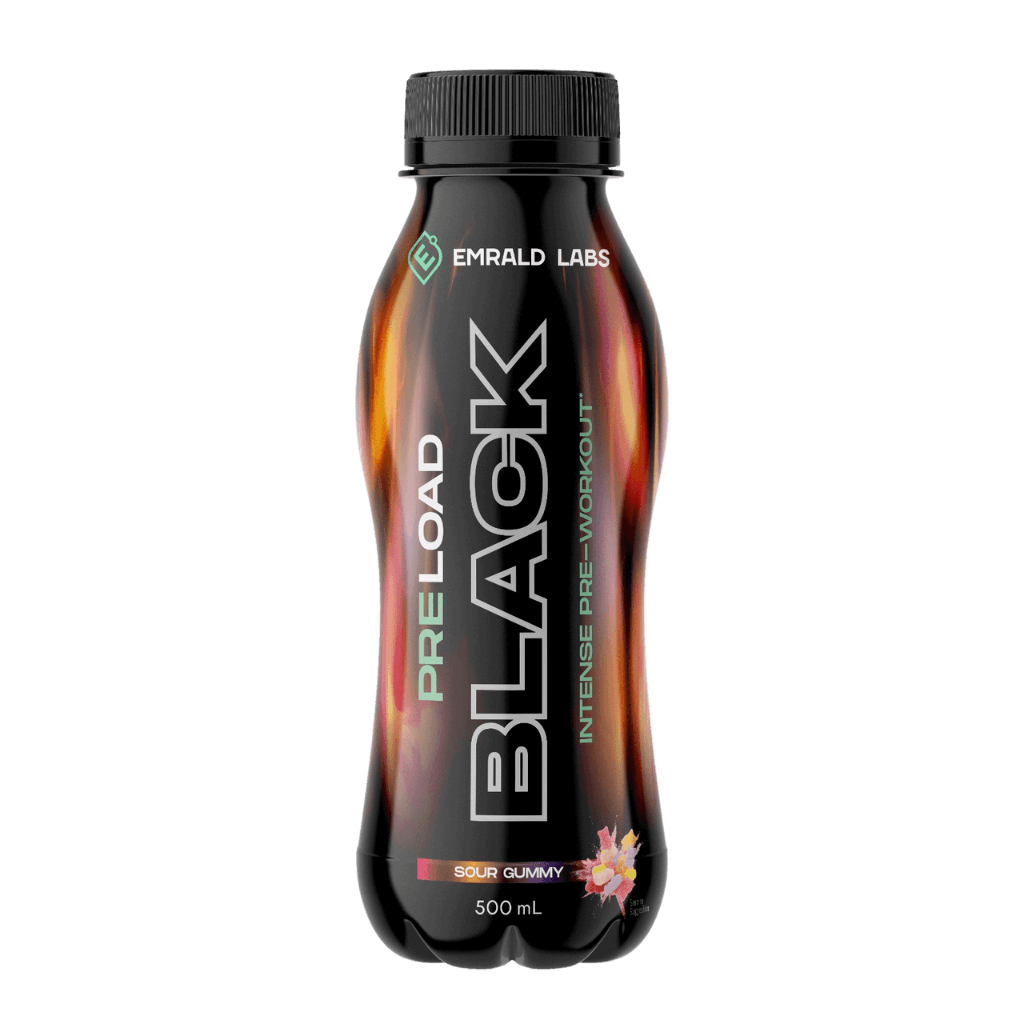 Pre Load Black RTD (1) & Pre Load Black RTD Emrald Labs Pre workout rtd Case of 12 Sour Gummy