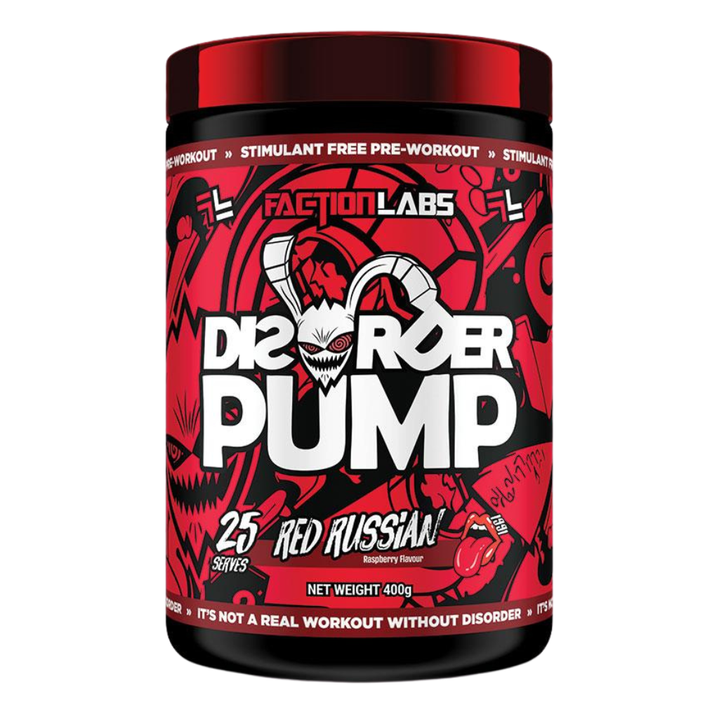 Disorder Pump (2) & Disorder Pump Faction Labs Pump pre workout supplements 25 Serves Red Russian