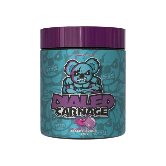 Dialed Carnage & Dialed Carnage The X Athletics High stim pre workout 25 Serves Hubba Bubba Grape