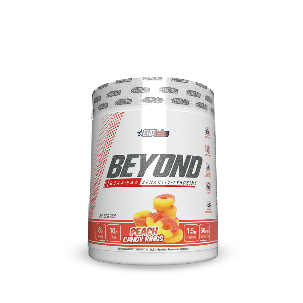 Beyond BCAA+EAA (2) & Beyond BCAA+EAA EHP Labs Bcaa supplements 60 Serves Peach Candy Rings
