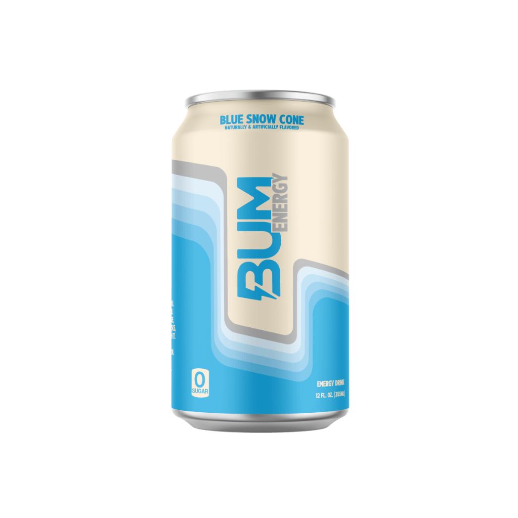 BUM Energy Drinks (1) & BUM Energy Drinks RAW Drinks for pre workout Case of 12 Blue Snow Cone