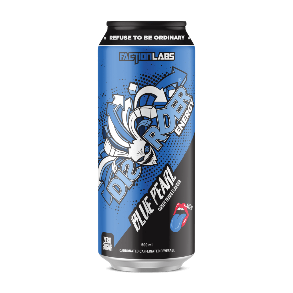 Disorder RTD (4) & Disorder RTD Faction Labs Drinks for pre workout Box of 12 Blue Pearl