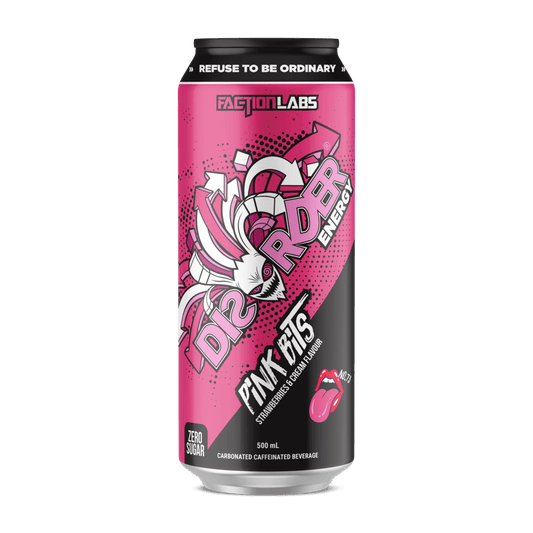 Disorder RTD & Disorder RTD Faction Labs Drinks for pre workout Box of 12 Pink Bits