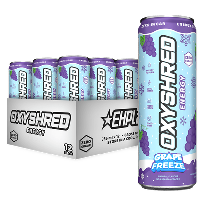 OxyShred Ultra Energy RTD EHP Labs Drinks for pre workout 12 Pack (355ml Can) Grape Freeze