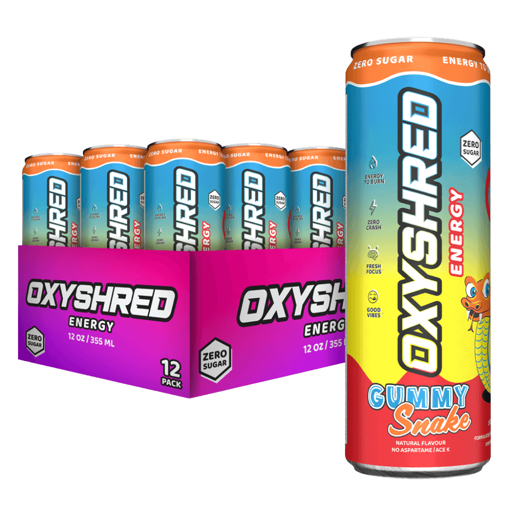 OxyShred Ultra Energy RTD EHP Labs Drinks for pre workout 12 Pack (355ml Can) Gummy Snake