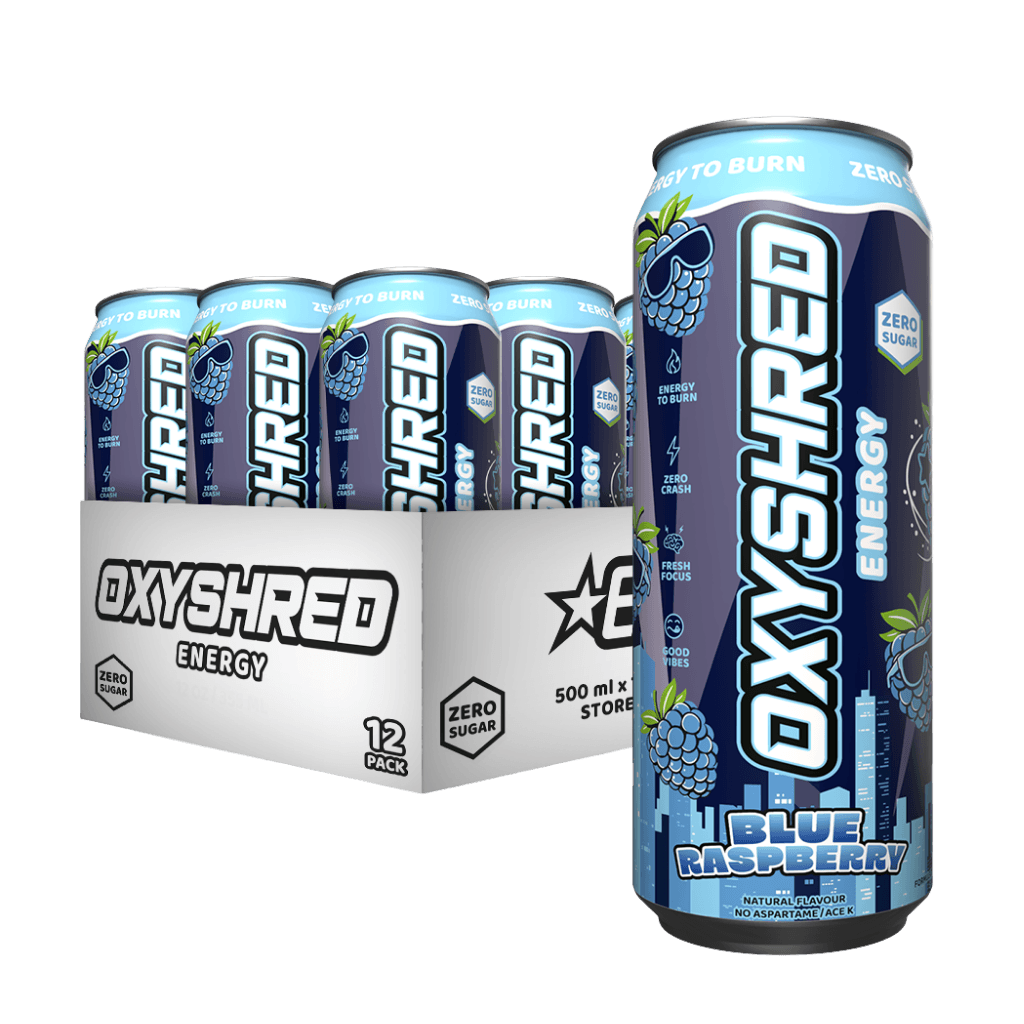 OxyShred Ultra Energy RTD EHP Labs Drinks for pre workout 12 Pack (500ml Can) Blue Raspberry