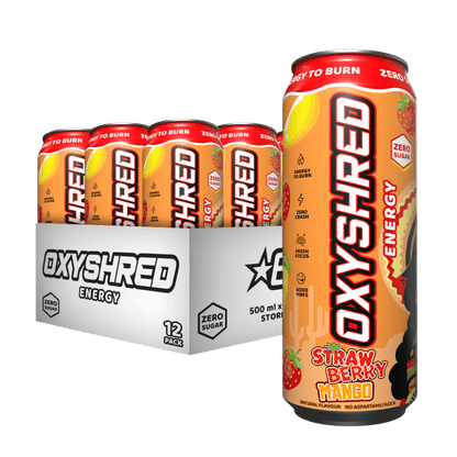 OxyShred Ultra Energy RTD EHP Labs Drinks for pre workout 12 Pack (500ml Can) Strawberry Mango