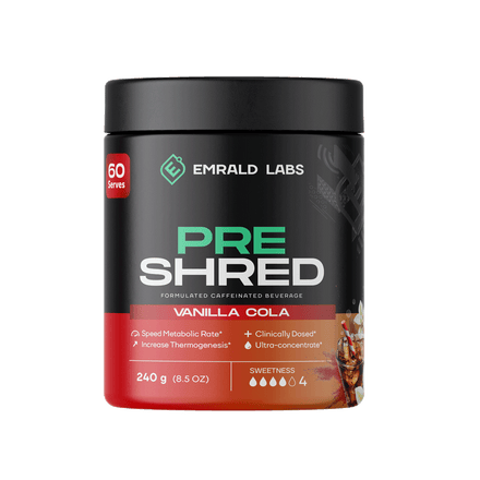 Pre Shred (8) & Pre Shred Emrald Labs Fat burners supplements 60 Serves Vanilla Cola