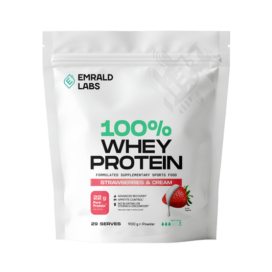 100% Whey Protein & 100% Whey Protein Emrald Labs Whey blend protein 900g Strawberries & Cream
