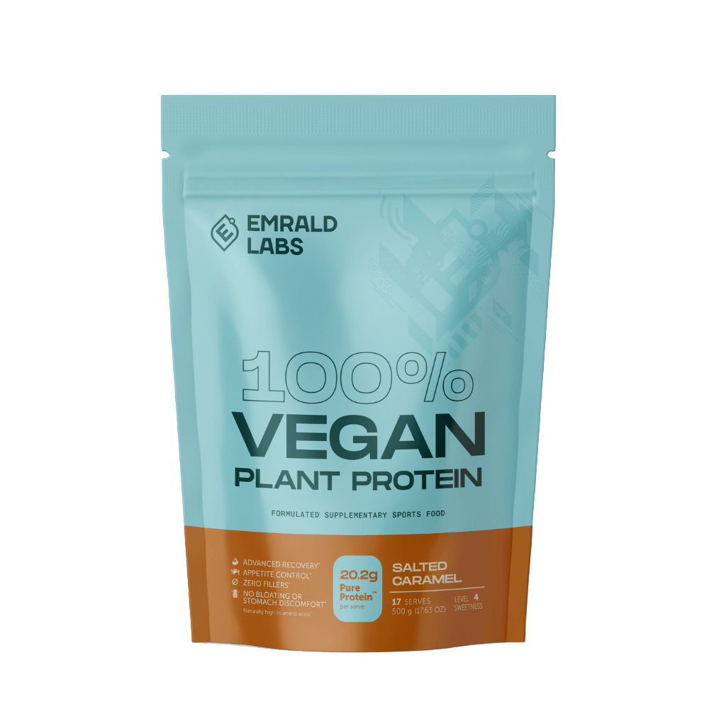 100% Vegan Protein (2) & 100% Vegan Protein Emrald Labs Vegan protein powder 500g Salted Caramel