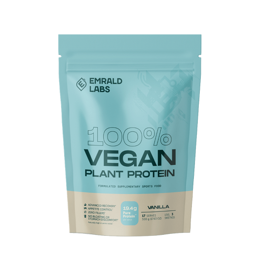 100% Vegan Protein & 100% Vegan Protein Emrald Labs Vegan protein powder 500g Vanilla