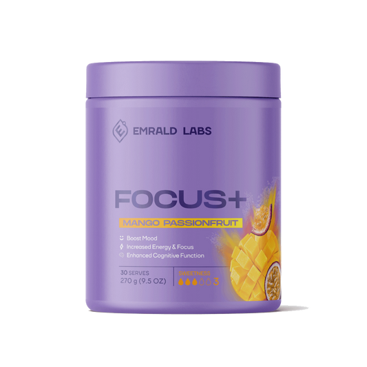 Focus+ & Focus+ Emrald Labs Nootropic cognitive function 30 Serves Mango Passionfruit