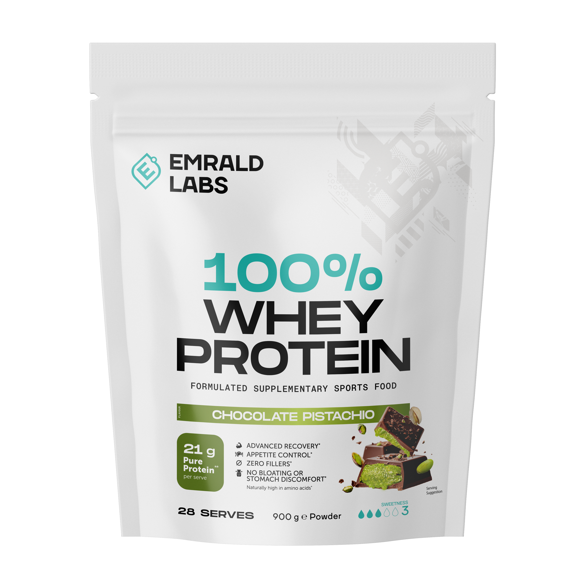 100% Whey Protein (44) & 100% Whey Protein Emrald Labs Whey blend protein 900g Chocolate Pistachio