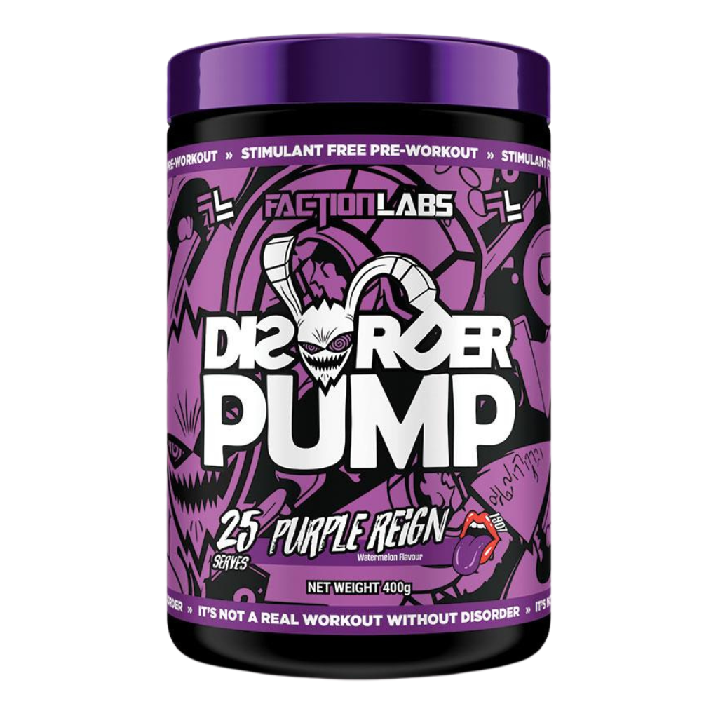 Disorder Pump (1) & Disorder Pump Faction Labs Pump pre workout supplements 25 Serves Purple Reign