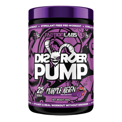 Disorder Pump (1) & Disorder Pump Faction Labs Pump pre workout supplements 25 Serves Purple Reign