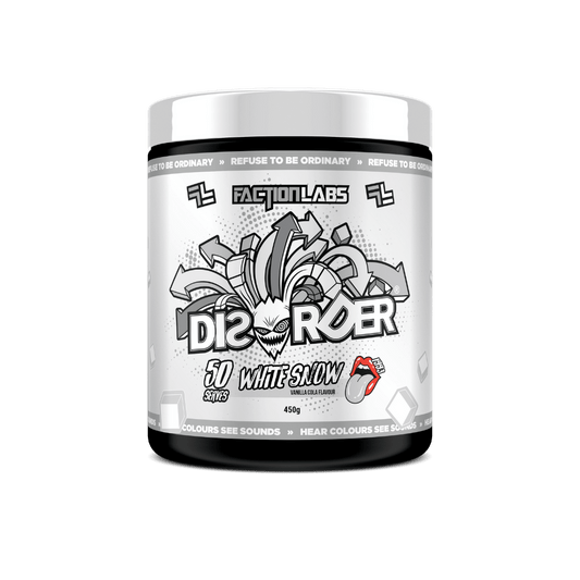 Disorder & Disorder Faction Labs High stim pre workout 50 Serves White Snow