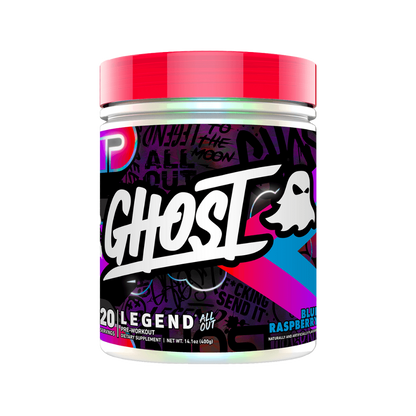 Legend All Out & Legend All Out Ghost High stim pre workout 20 Serves Blue Raspberry