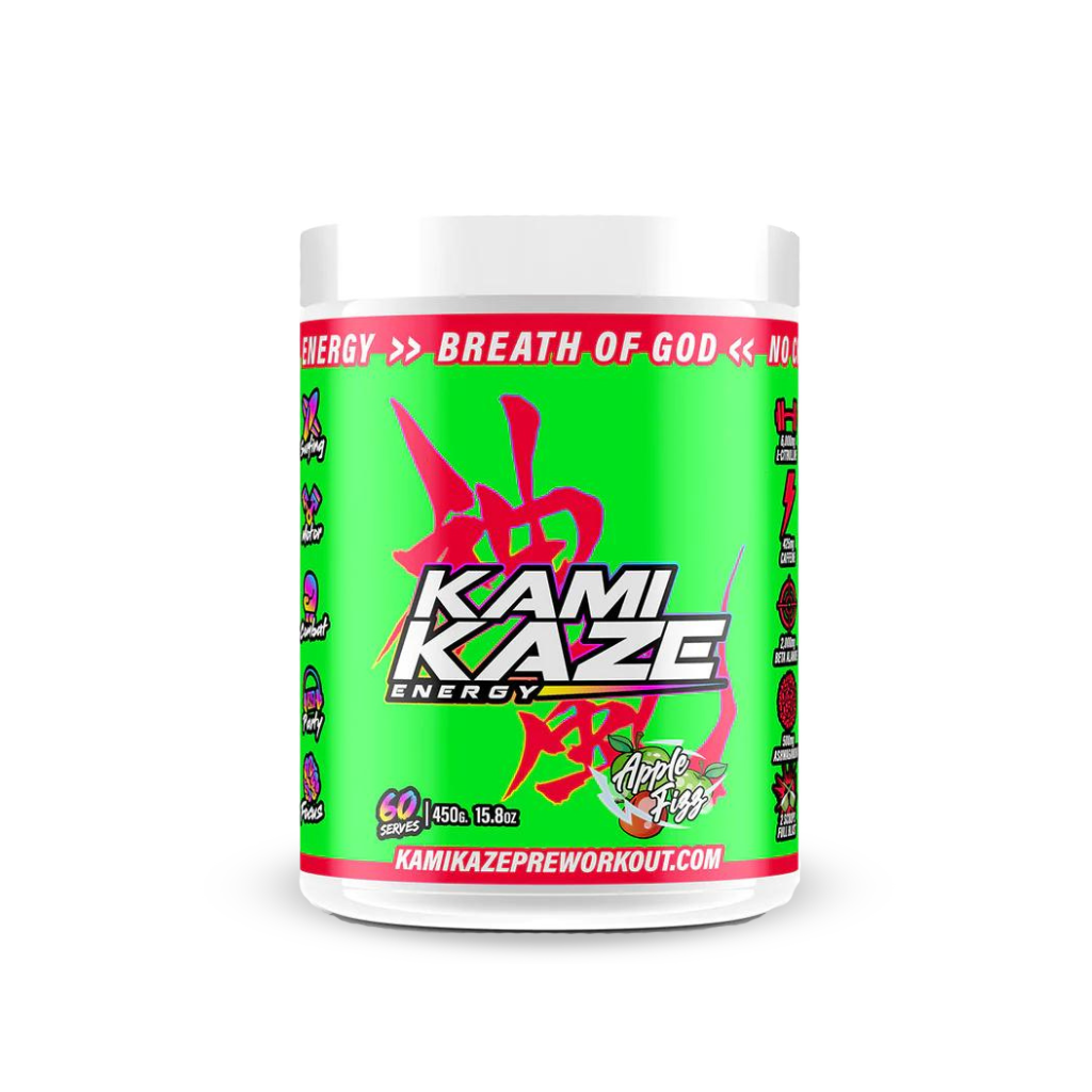 Kamikaze (4) & Kamikaze Athletic Sport Super high stimulant pre workout powder 60 Serves Apple Fizz