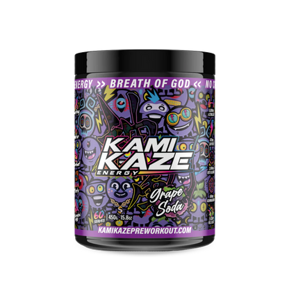 Kamikaze (8) & Kamikaze Athletic Sport Super high stimulant pre workout powder 60 Serves Grape Soda