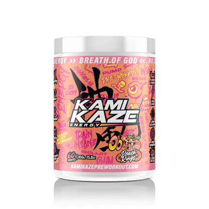 Kamikaze Athletic Sport Super high stimulant pre workout powder 60 Serves Peach Rings