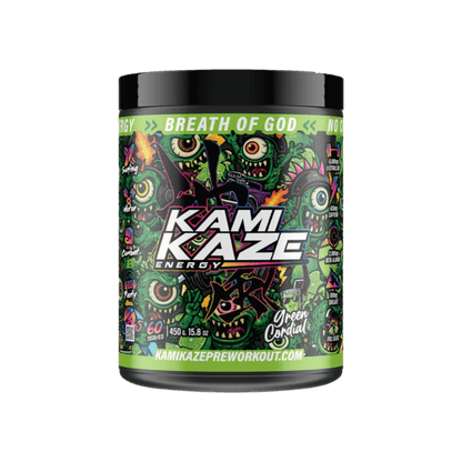 Kamikaze Athletic Sport Super high stimulant pre workout powder 60 Serves Green Cordial