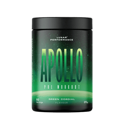 Apollo Pre Workout Lunar Performance Medium stimulant pre workout powder 50 Serves Green Cordial