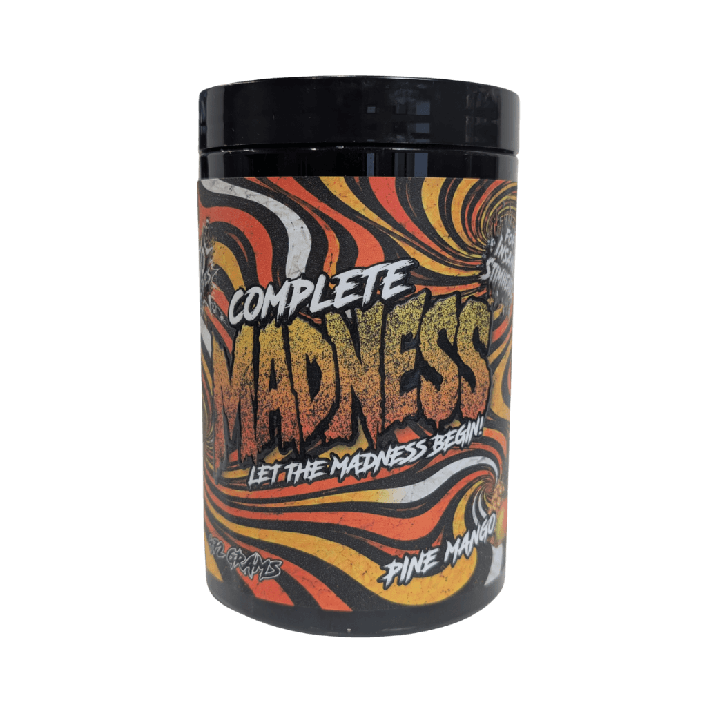 Complete Madness (1) & Complete Madness Mad Science High stim pre workout 40/20 Serves Pine Mango