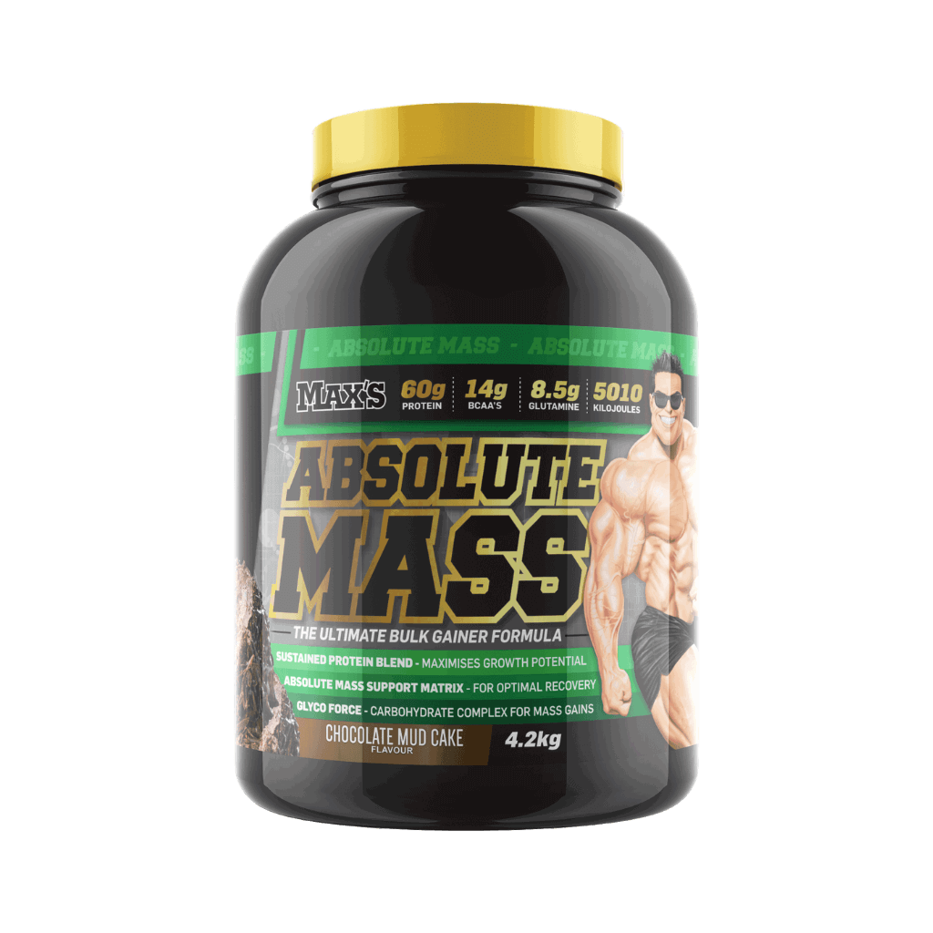 Absolute Mass (1) & Absolute Mass Max's Mass gainer protein powder 2.7kg Chocolate Mudcake
