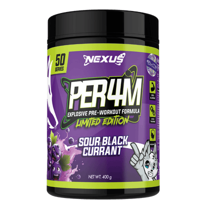Per4m Nexus High stim pre workout 50 Serves Sour Blackcurrant | ELITE EXCLUSIVE