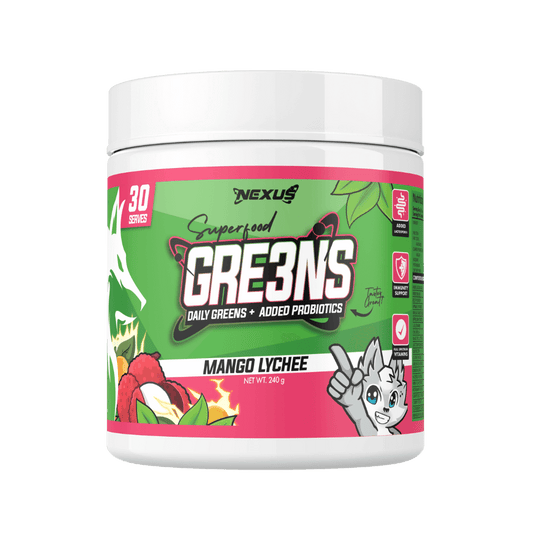 Superfood Gre3ns & Superfood Gre3ns Nexus Greens supplements 30 Serves Mango Lychee