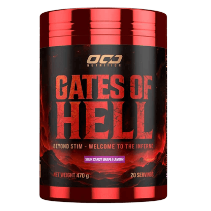 Gates of Hell (1) & Gates of Hell OCD Nutrition Pre workout supplements 20 Serves Sour Candy Grape