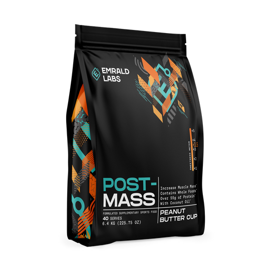 Post Mass & Post Mass Emrald Labs Mass gainer protein powder 6.4kg Peanut Butter Cup