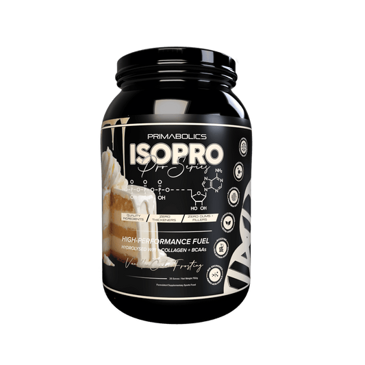 Isopro & Isopro Primabolics Whey blend protein 25 Serves Vanilla Cake Frosting