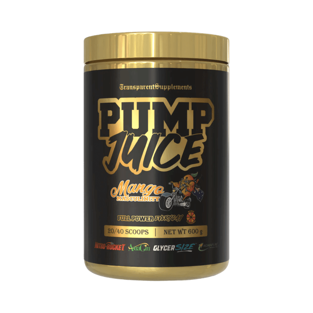 Pump Juice Transparent Supplements Pump pre workout supplements 40 Serves Mango Masculinity