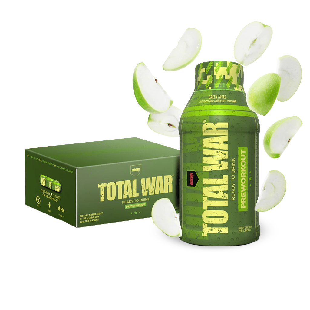 Total War RTD (1) & Total War RTD Redcon1 Drinks for pre workout Box of 12 Green Apple