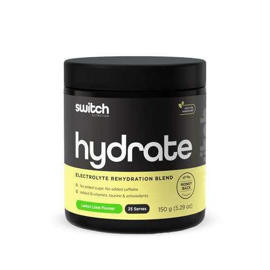 Hydrate & Hydrate Switch Nutrition Electrolyte supplements 25 Serves Lemon Lime