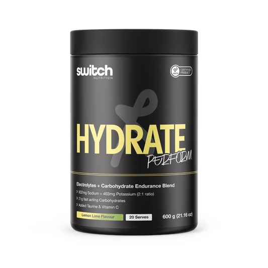 Hydrate Perform Switch Nutrition Electrolyte supplements 20 Serves Lemon Lime
