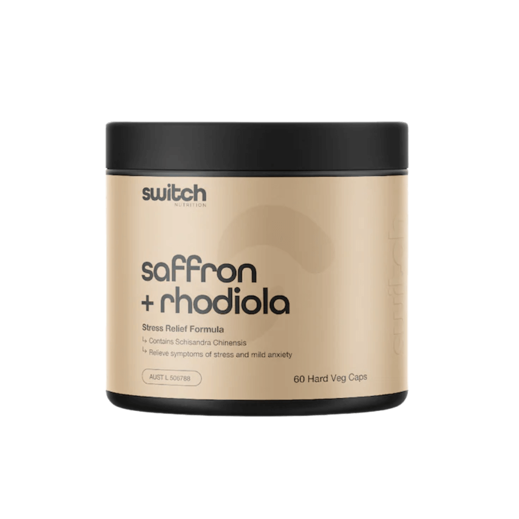 Saffron + Rhodiola Switch Nutrition Stress relief adrenal support supplements