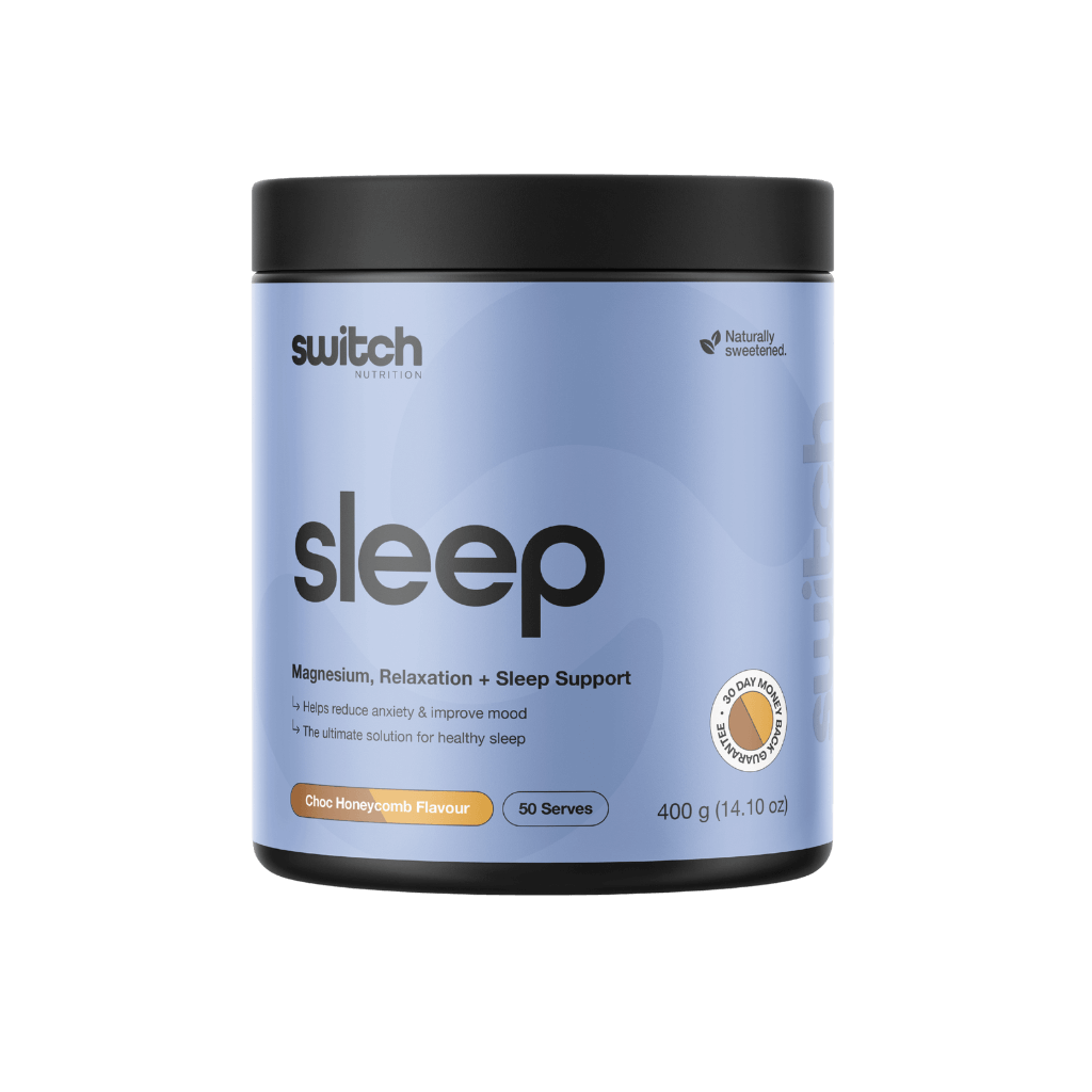 Sleep+ (8) & Sleep+ Switch Nutrition Sleep supplements 50 Serves Choc Honeycomb