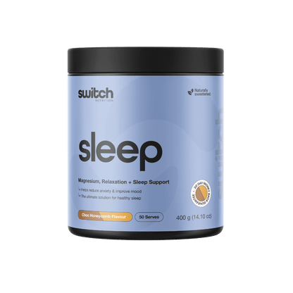 Sleep+ (8) & Sleep+ Switch Nutrition Sleep supplements 50 Serves Choc Honeycomb