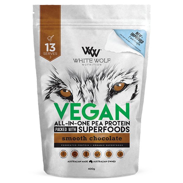 Vegan Protein Blend (6) & Vegan Protein Blend White Wolf Vegan protein powder 400g Smooth Chocolate