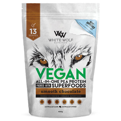 Vegan Protein Blend (6) & Vegan Protein Blend White Wolf Vegan protein powder 400g Smooth Chocolate