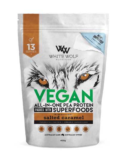 Vegan Protein Blend White Wolf Vegan protein powder 400g Salted Caramel