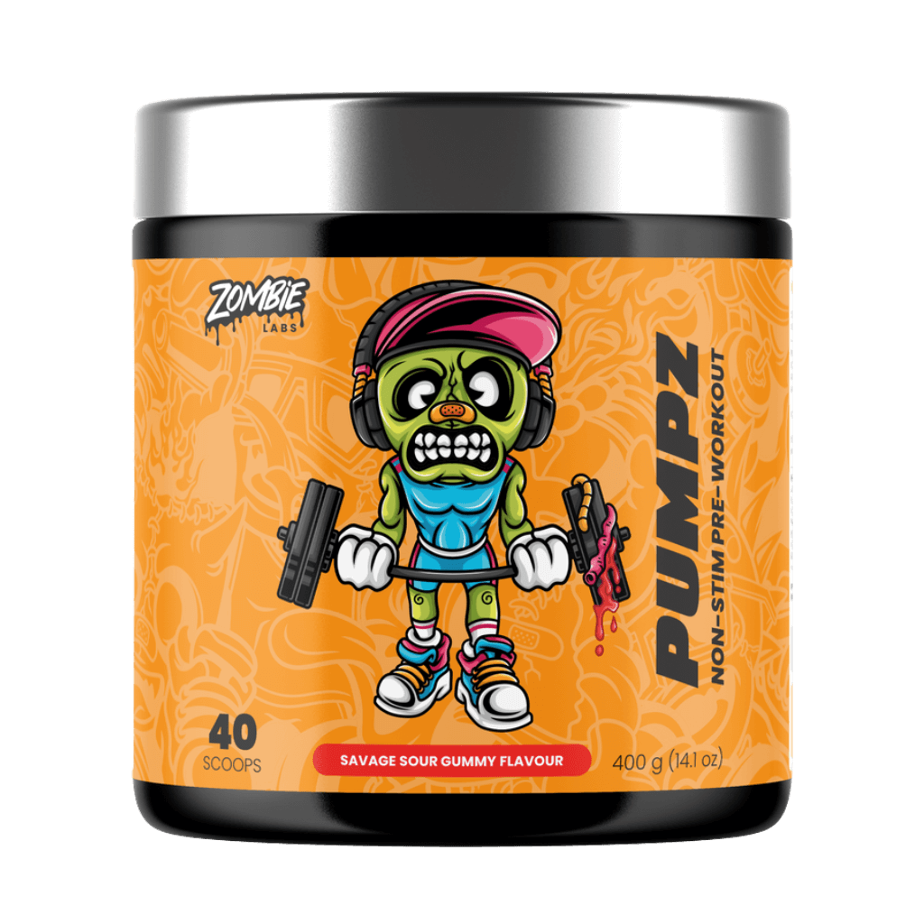 Pumpz (3) & Pumpz Zombie Labs Caffeine free pre workout 40 Serves Savage Sour Gummy