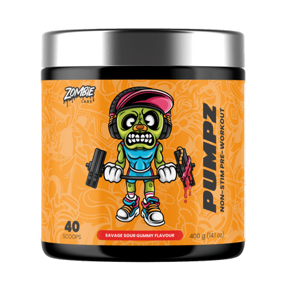 Pumpz (3) & Pumpz Zombie Labs Caffeine free pre workout 40 Serves Savage Sour Gummy
