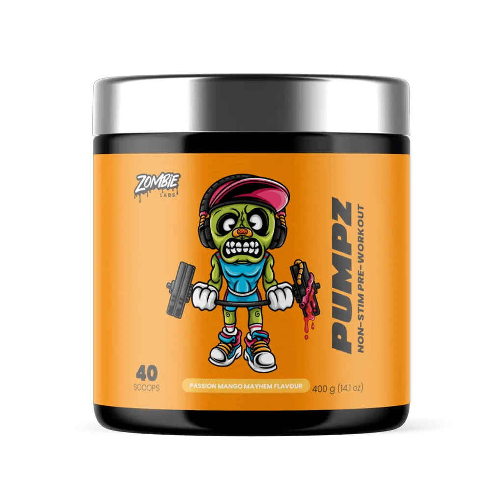 Pumpz (2) & Pumpz Zombie Labs Caffeine free pre workout 40 Serves Passion Mango Mayhem