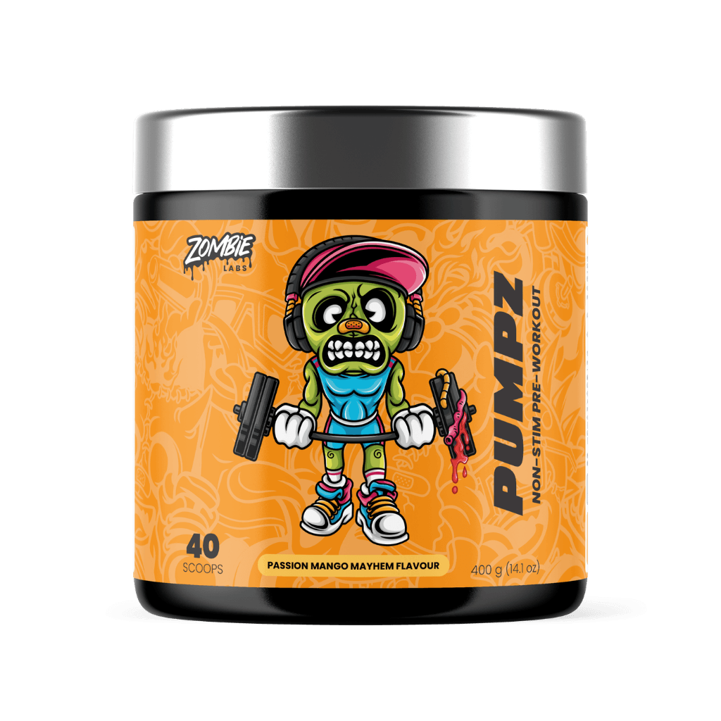 Pumpz (1) & Pumpz Zombie Labs Caffeine free pre workout 40 Serves Passion Mango Mayhem